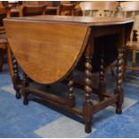 A Mid 20th Century Oak Drop Leaf Barley Twist Gate Legged Dining Table, 103cm Wide