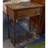 An Edwardian Oak Barley Twist Side Table with Single Drawer, 61cm Wide