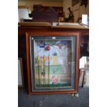 A Framed Cricket Diorama, Allan Donald Advertising Castle Beer with Cricket Ball and Beer Filled