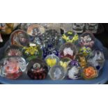 A Tray Containing Twenty Glass Paperweights