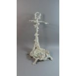 A Reproduction Cast Metal Stick Stand of Rustic Form with Seated Dog Motif, 58cm High