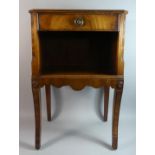 A Walnut Bedside Cabinet with Top Drawer on Scrolled Front Feet, 43cm Wide