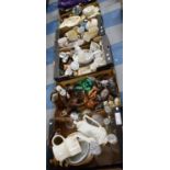 Five Boxes of Ceramics, Glassware, Treen Elephants, Coffee and Tea Wares, Soup Bowls, Decorated