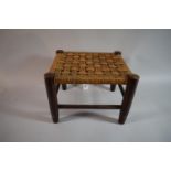 A Small Rectangular Rush Topped Stool, 31cm Wide