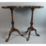 Two Mahogany Tripod Wine Tables Each 52cm High