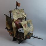 A Vintage Model of a Three Masted Trading Vessel, "Good Hope AD 1520", 50cm Long