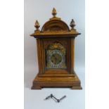 An Edwardian Oak Bracket Clock by Junghans with Silvered Chapter Ring and Gilt Spandrels, Acorn