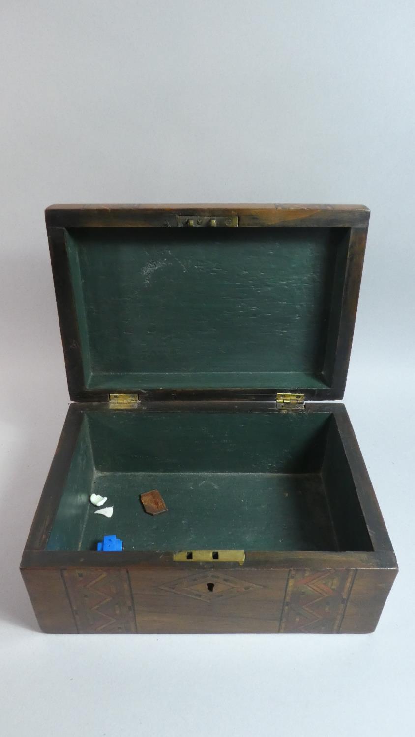 A Late 19th Century Walnut Workbox with Banded Inlaid Decoration, 25.5cm Wide - Image 2 of 2