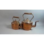 Two Graduated Copper Kettles, The Tallest 29cm