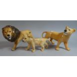 A Collection of Three Beswick Animal Figures, Lion Family