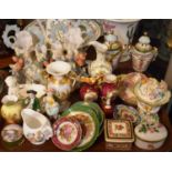 A Tray Containing British and Continental Porcelain Items to Include Coalport Coalbrookdale Lidded