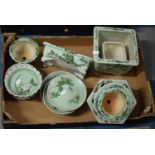 A Box Containing Large Quantity of Chinese Celadon Glazed Stonewares with Floral Decoration in