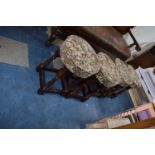 A Set of Four Circular Tapestry Topped Bar Stools