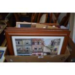 A Box Containing Various Framed Pictures and Prints, Photoframes etc