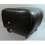 A Modern Leather Covered Footstool with Brass Studding, 47cm Long