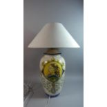 A Large Faience Style Ceramic Table Lamp of Vase Form, 50cm High Complete with Shade