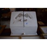 A White Painted Pine Stationery Box with Base Drawer, 34cm Wide