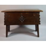 An Early 20th Century Oak Box Stool with Carved Lozenge Decoration to Front, 60cm Wide