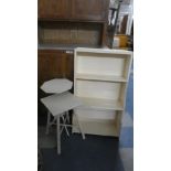 A Collection of Painted Furniture to Include Four Shelf Open Bookcase and Two Occasional Tables