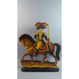 A Reproduction Carved Fretwork Study of King William on Horse, 52cm high