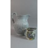 A Late Late 19th Century Salt Glazed Tavern Jug Decorated in Relief with Stylised Flowers Together