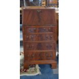 A Small Mahogany Fall Front Bureau with Fitted Interior Over Four Long Drawers, Bracket Feet, 56cm