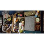 Three Boxes Containing Sundries to Include Souvenir Thimbles, Sewing Cottons and Accessories,