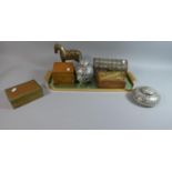 A Collection of Various Decorated North Indian Boxes, Tea Caddies, Metal Clad Rocking Horse etc