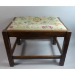 A Rectangular Edwardian Oak Framed Stool with Tapestry Pad Seat, 49.5cm Wide