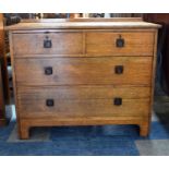 An Edwardian Oak Bedroom Chest of Two Short and Two Long Drawers with Bracket Feet and Galleried