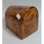 A Small Arched Topped Burr Wood Casket, 14.5cm Wide