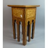 A Square Topped Islamic Style Inlaid Stand, 45.5cm High