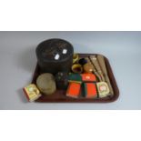A Collection of Treenware to Include Japanese Lidded Box with Carved Mount Fuji Decoration,