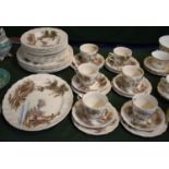 A Collection of Johnson Brothers The Old Mill Tea and Dinnerwares to Include Six Trios, Oval Meat