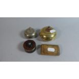A Collection of Four Vintage Metal and Wooden Snuff Boxes and Ashtrays