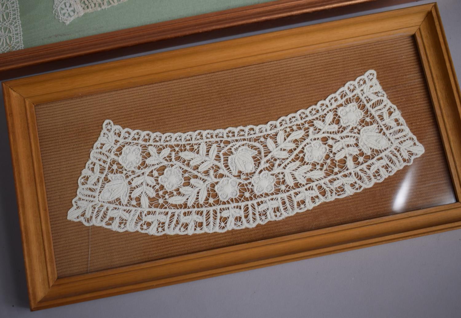 A Pair of Framed Victorian Lace Cuffs Together with Two Other Framed Examples of 19th Century Lace - Image 4 of 4