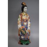 A Glazed Stoneware Japanese Figure of an Empress. 39cm High (Head has Been Glued)