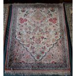 A Persian Silk Qum Rug, 76x58cms