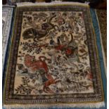 A Persian Hand Made Silk Qum Rug, 81x63cms