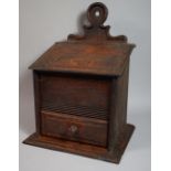 A 19th Century Oak Salt Box with Base Drawer, Hinged Sloped Lid and Hanging/Carrying Bracket, 37cm