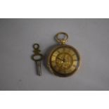 An 18ct Gold Half Hunter Ladies Pocket Watch, Chased Gold Dial with Roman Numeral Indicators.