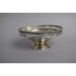 A Small Silver Dish with Pierced Raised Rim and Segmented Design to Centre. 11cms Diameter, B'ham