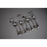 A Collection of Eleven Georgian Hallmarked Silver Teaspoons. 165gms