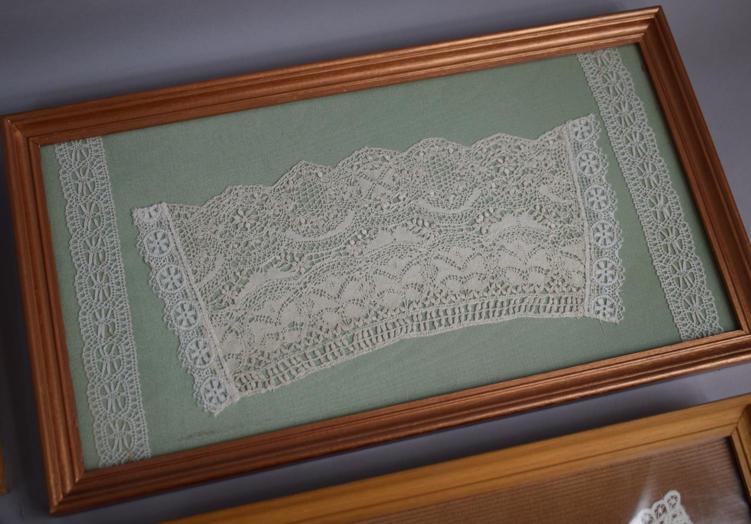 A Pair of Framed Victorian Lace Cuffs Together with Two Other Framed Examples of 19th Century Lace - Image 3 of 4