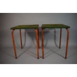 A Pair of Early 20th Century French Style Bistro Tables with Original Painted Decoration.