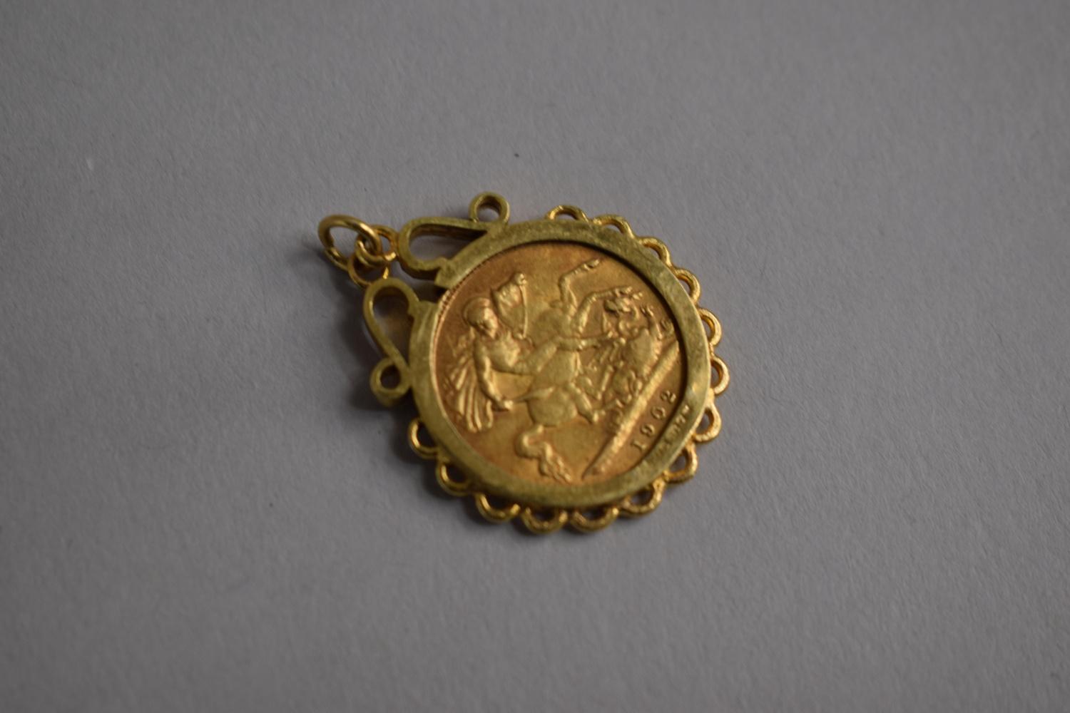 A 9ct Gold Mounted Victorian Sovereign, Young Victoria, 1872 - Image 2 of 2