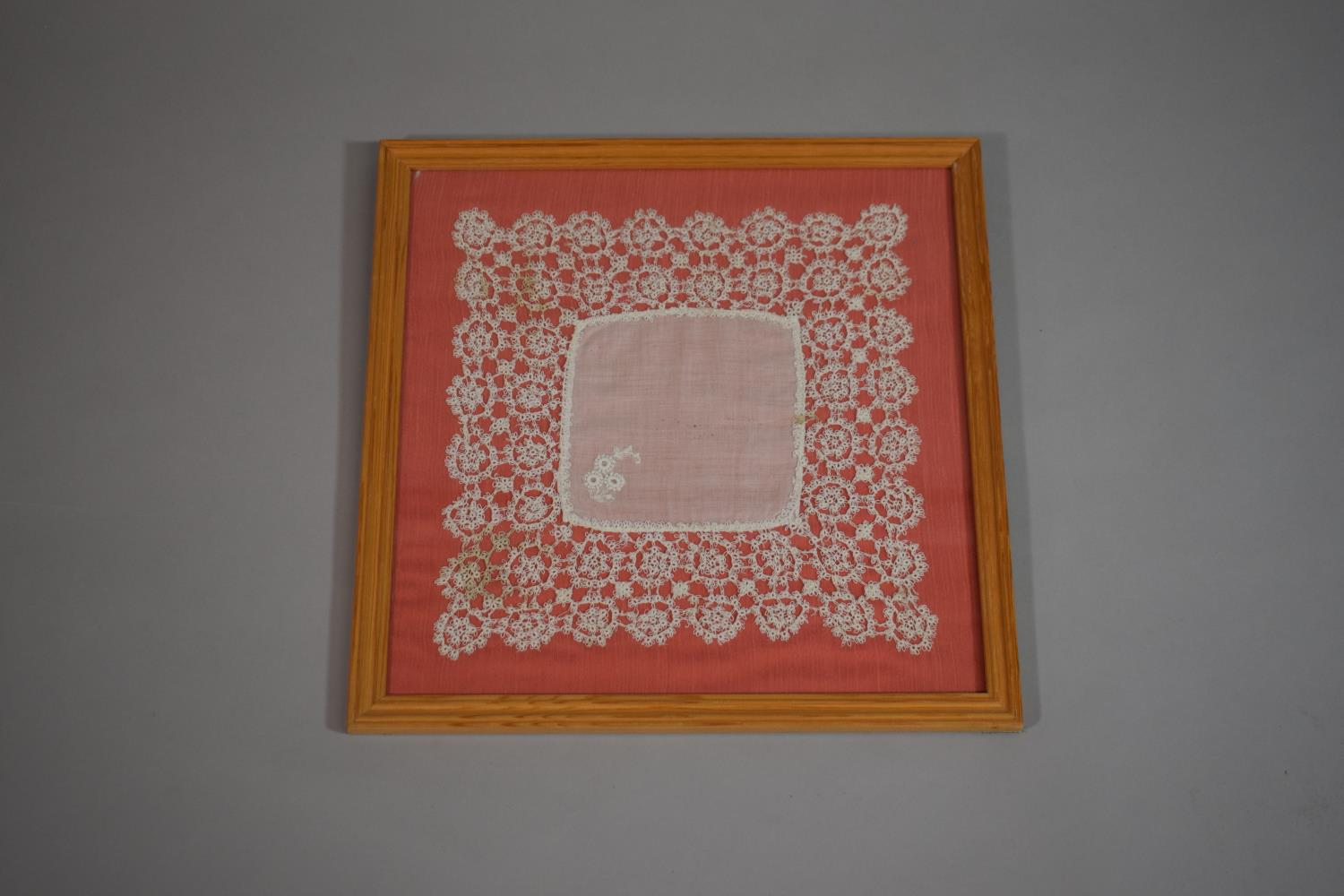 A Framed 19th Century "Valenciennes" Ladies Handkerchief