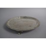 An 18th Century Silver Card Tray by Richard Rugg with Three Scrolled Feet. Engraved Decoration
