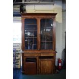 A Late Victorian Mahogany Library Bookcase for Restoration. Glazed Top Section with Shelves and