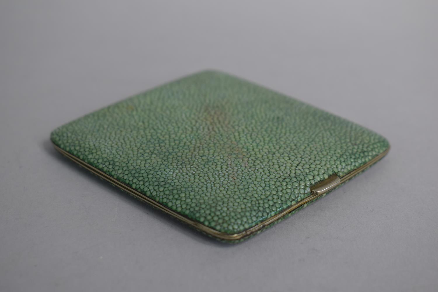 An Edwardian Shagreen Covered Cigarette Case Stamped 'Made in England'